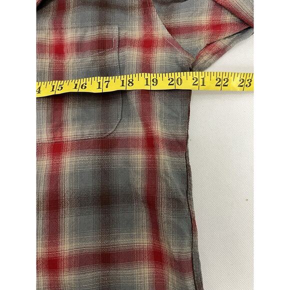 Pendleton Sir Pendleton Plaid Button Down Mens Medium Wool Flannel Red Grey - Picture 6 of 8
